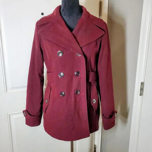 Apt. 9 Burgundy Pink Double-Breasted Pea Coat Women's Size Small EUC